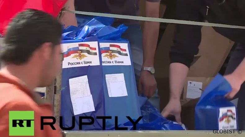 Syrien: Russische Soldaten liefern humanitäre Hilfe in der Provinz von Damaskus aus